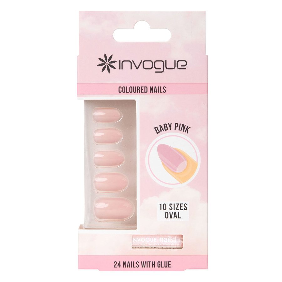 Invogue Baby Pink Oval Nails 24pcs