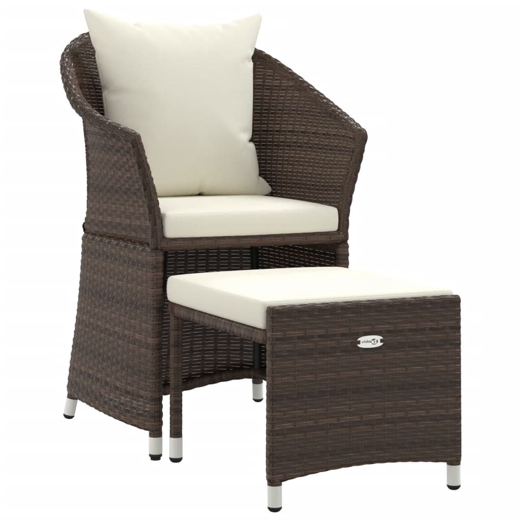 Salon de jardin meuble d'extérieur ensemble de mobilier 2 pièces avec coussins marron résine tressée