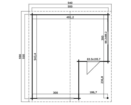 Enkele garage Outdoor Life Nevis zonder deur 500 x 550 cm gletsjergroen
