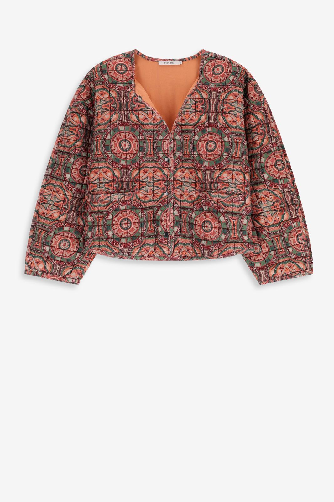 Groene oversized bomber jas met mozaïek print