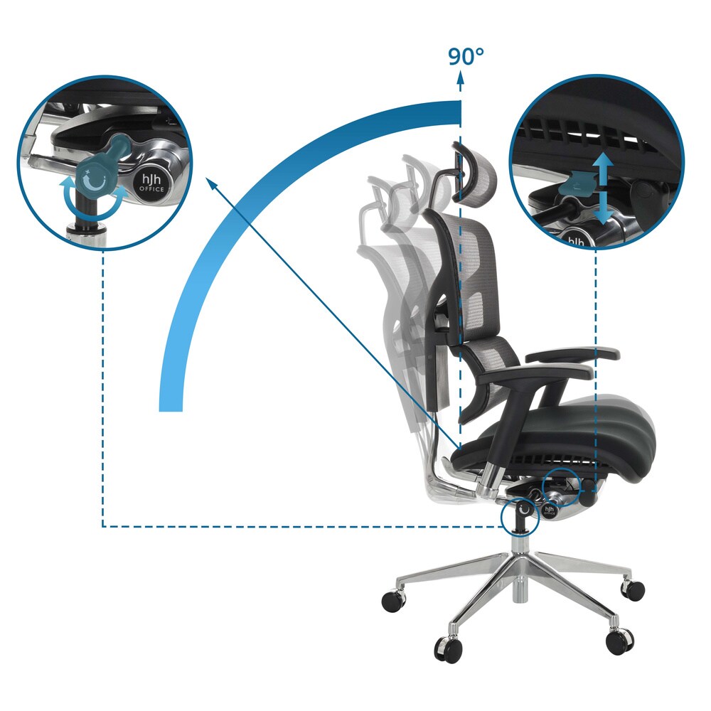 High End Bürostuhl ERGO-U2 FM Stoff/Netzstoff mit Armlehnen (höhenverstellbar) hjh OFFICE