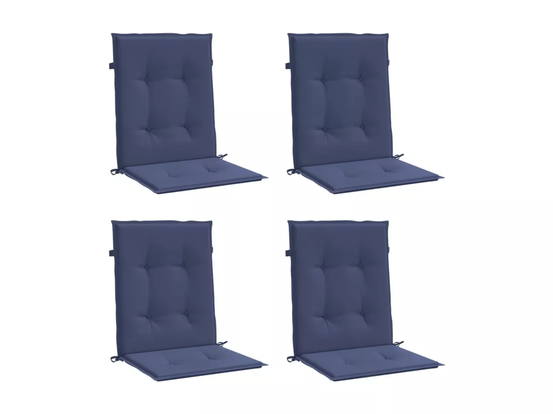 Coussins de chaise à dossier bas lot de 4 bleu marine tissu