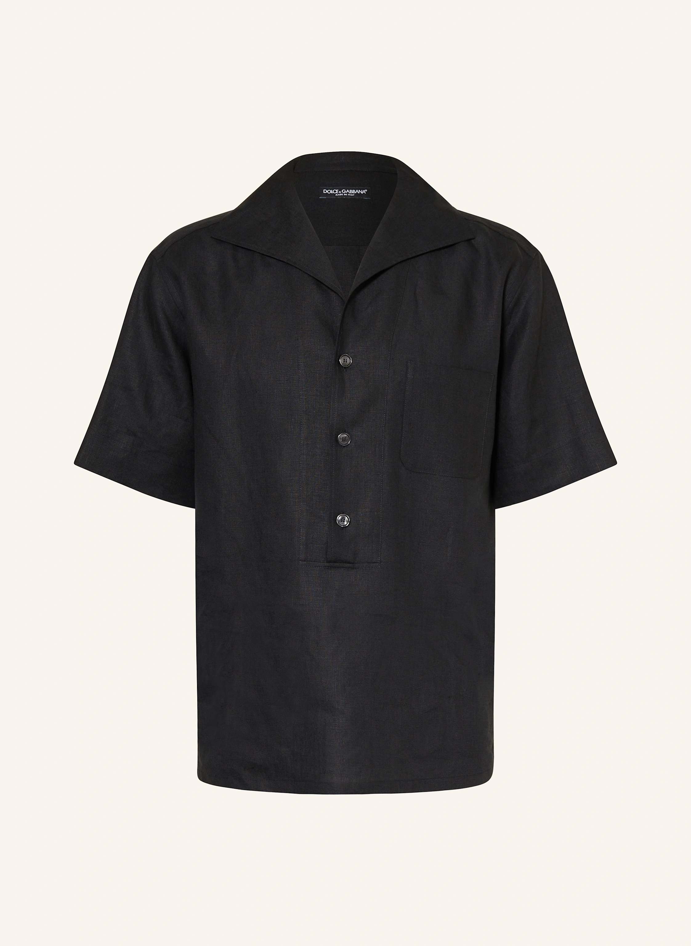 DOLCE & GABBANA Kurzarm-Hemd Comfort Fit aus Leinen