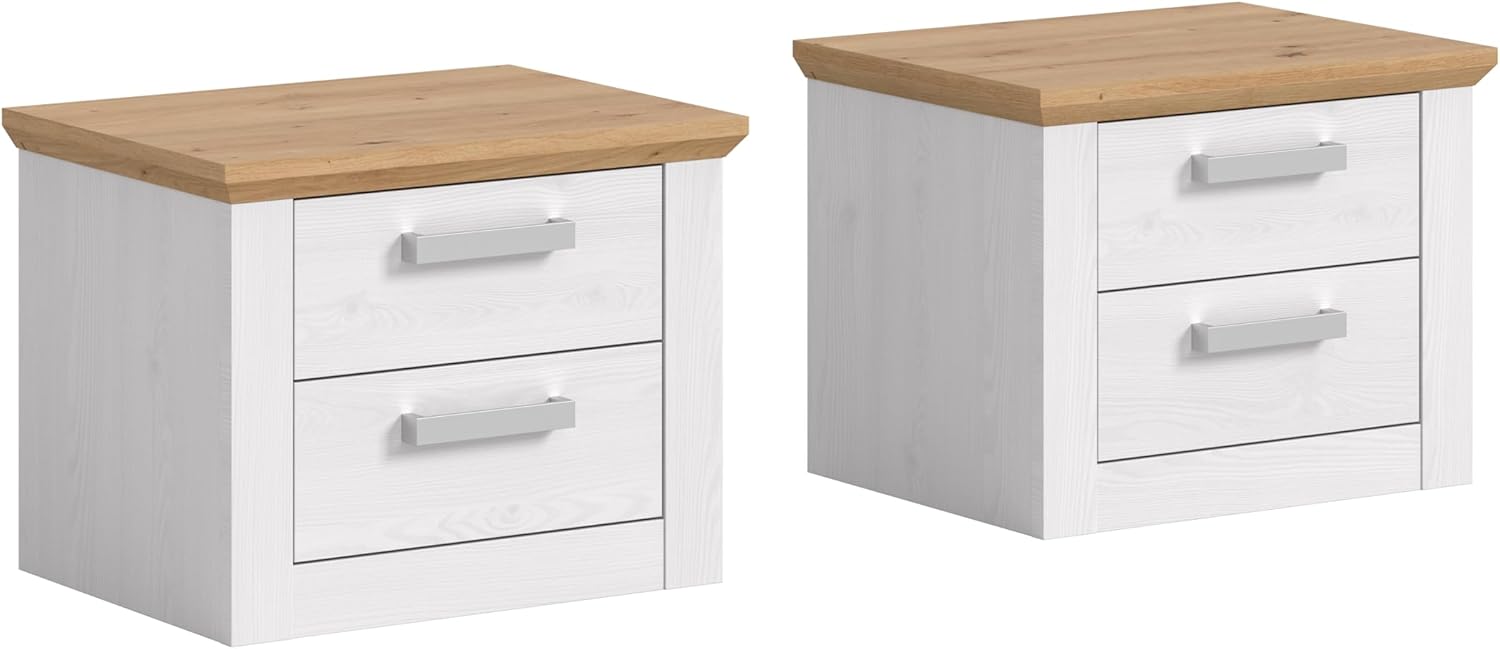 xonox.home – 2 TLG. Schlafzimmer-Set Verona in Sibiu Lärche Nachbildung Absetzung Artisan Eiche Nachbildung – Modernes Schlafzimmer mit viel Stauraum – stilvoll, robust & pflegeleicht