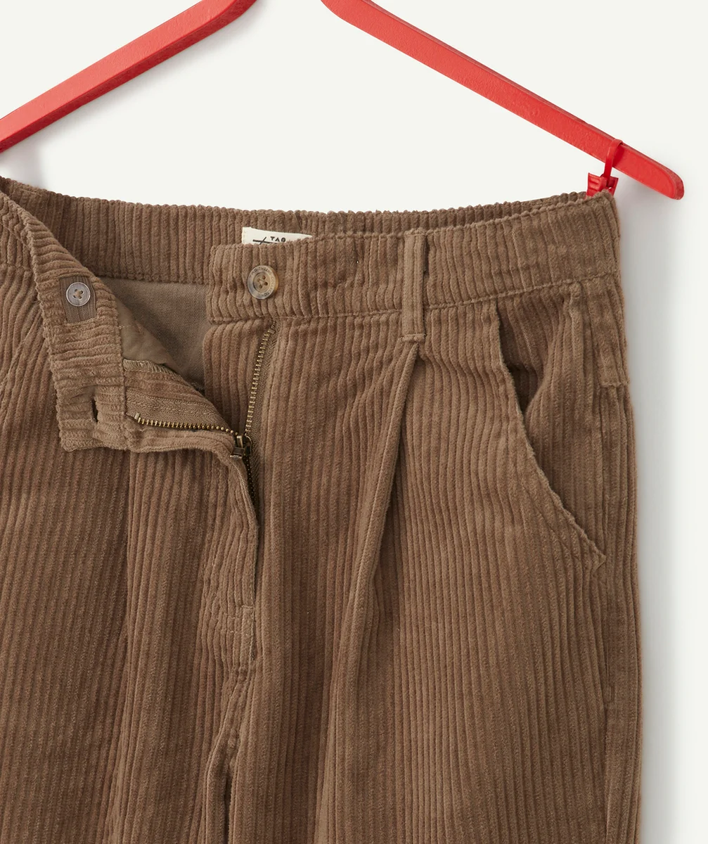 PANTALON COUPE DROITE EN VELOURS COTELÉ KAKI FILLE