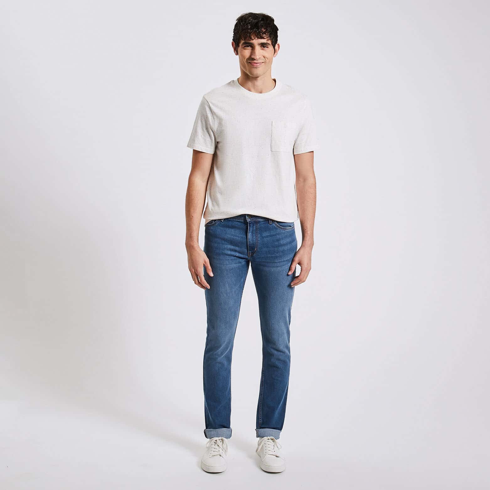 Jean slim en coton et polyester recyclés Bleu