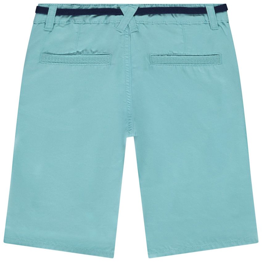 Bermuda uni en twill pour garçon - Bleu moyen