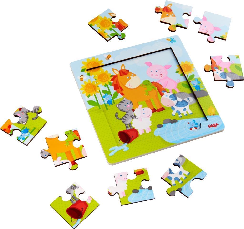 Rahmenpuzzle TIERFREUNDE 9-teilig aus Holz