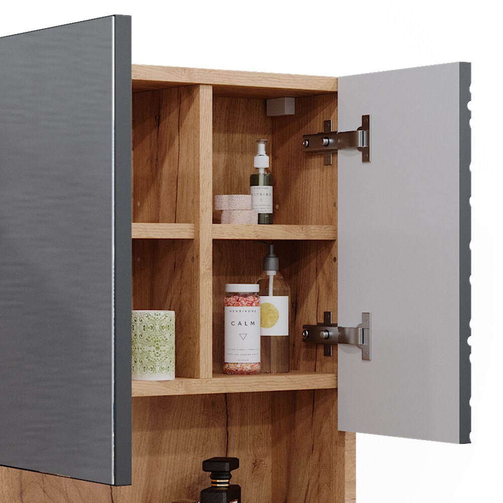 Vicco Badspiegelschrank Irma Eiche Anthrazit 54 x 55 cm Badezimmer