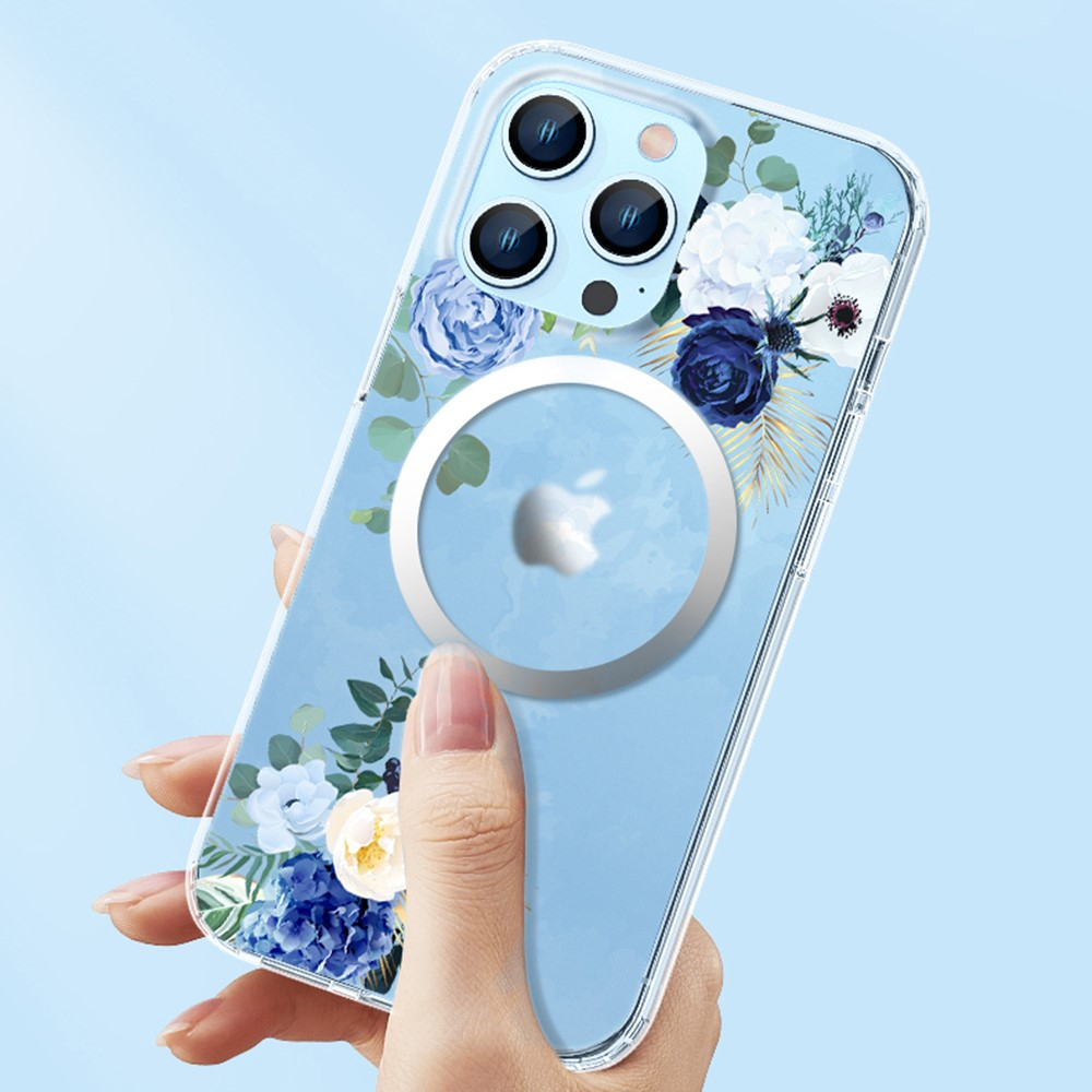 iPhone 15 Pro MagSafe Hybrid Hülle TPU Bumper Acryl Rückseite - Sakura Blumen