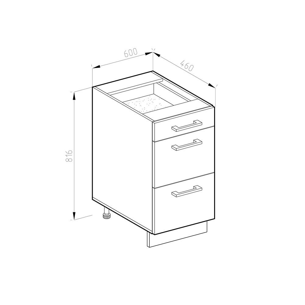Vicco Schubladenunterschrank Küchenschrank Küchenzeile R-Line 60 cm Eiche Anthrazit Schublade