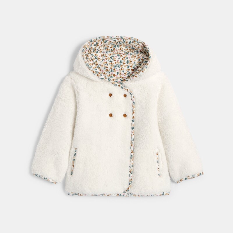Veste réversible imprimée et doublure fausse fourrure bébé fille Marron