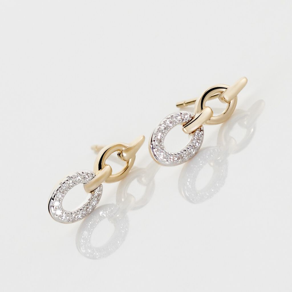 Boucles D'oreilles Pendantes Margane Or Jaune Diamant