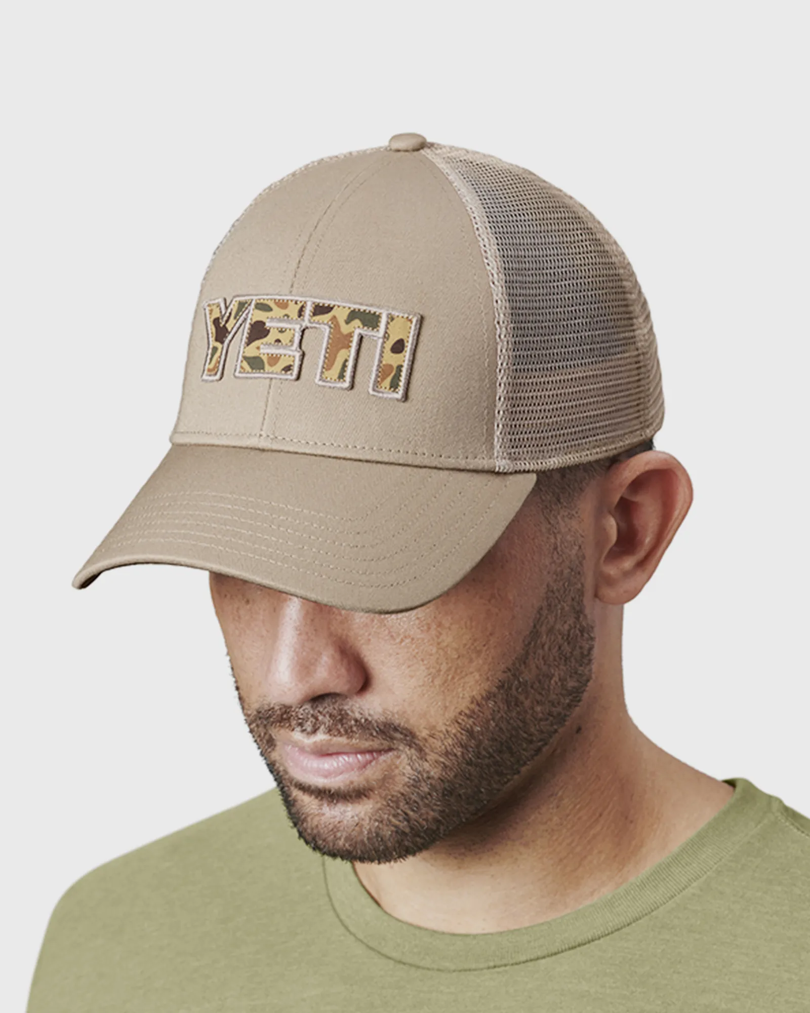 YETI Camo Logo Badge Low Pro Trucker Hat