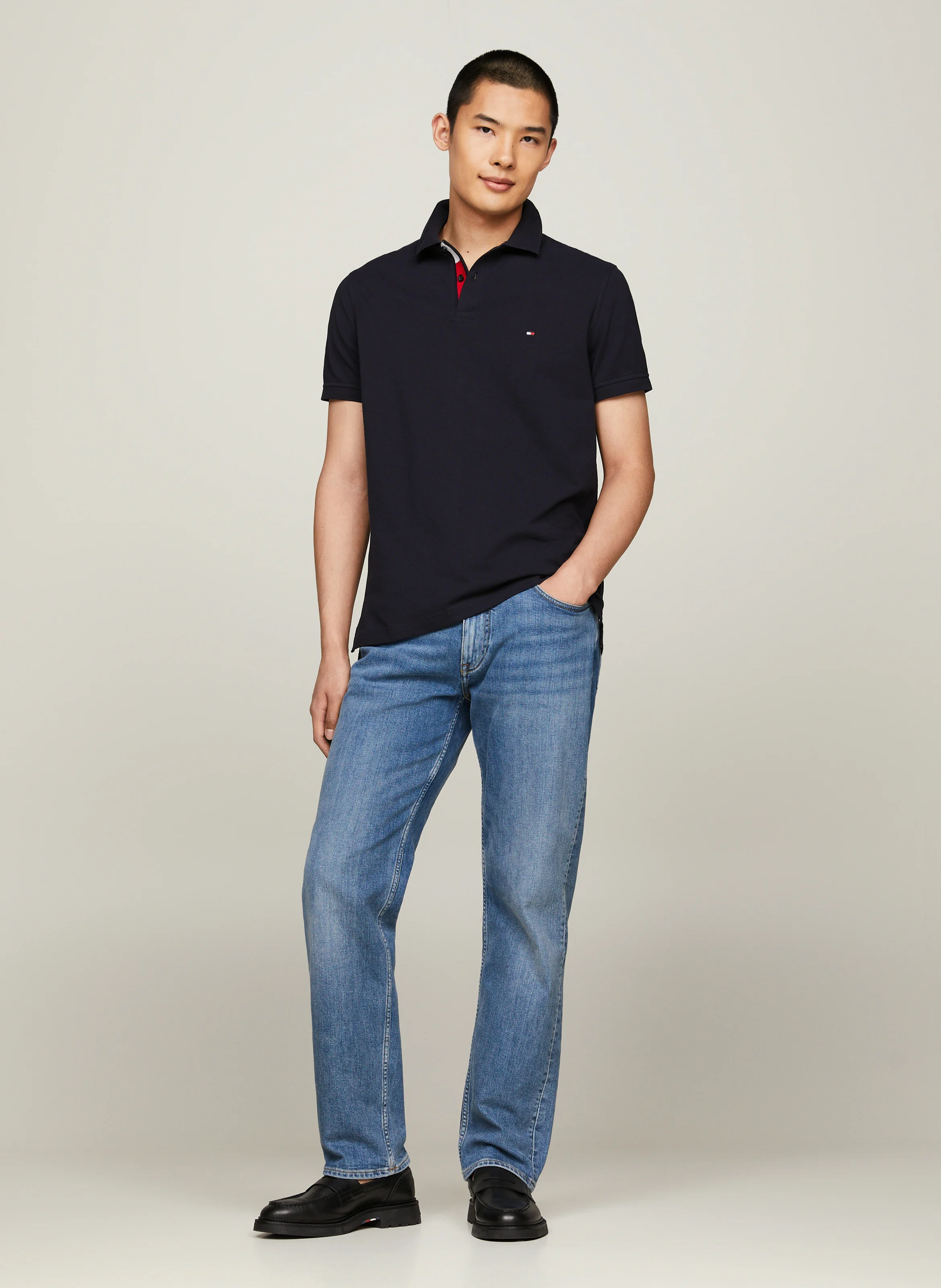 Polo droit en coton | Bleu