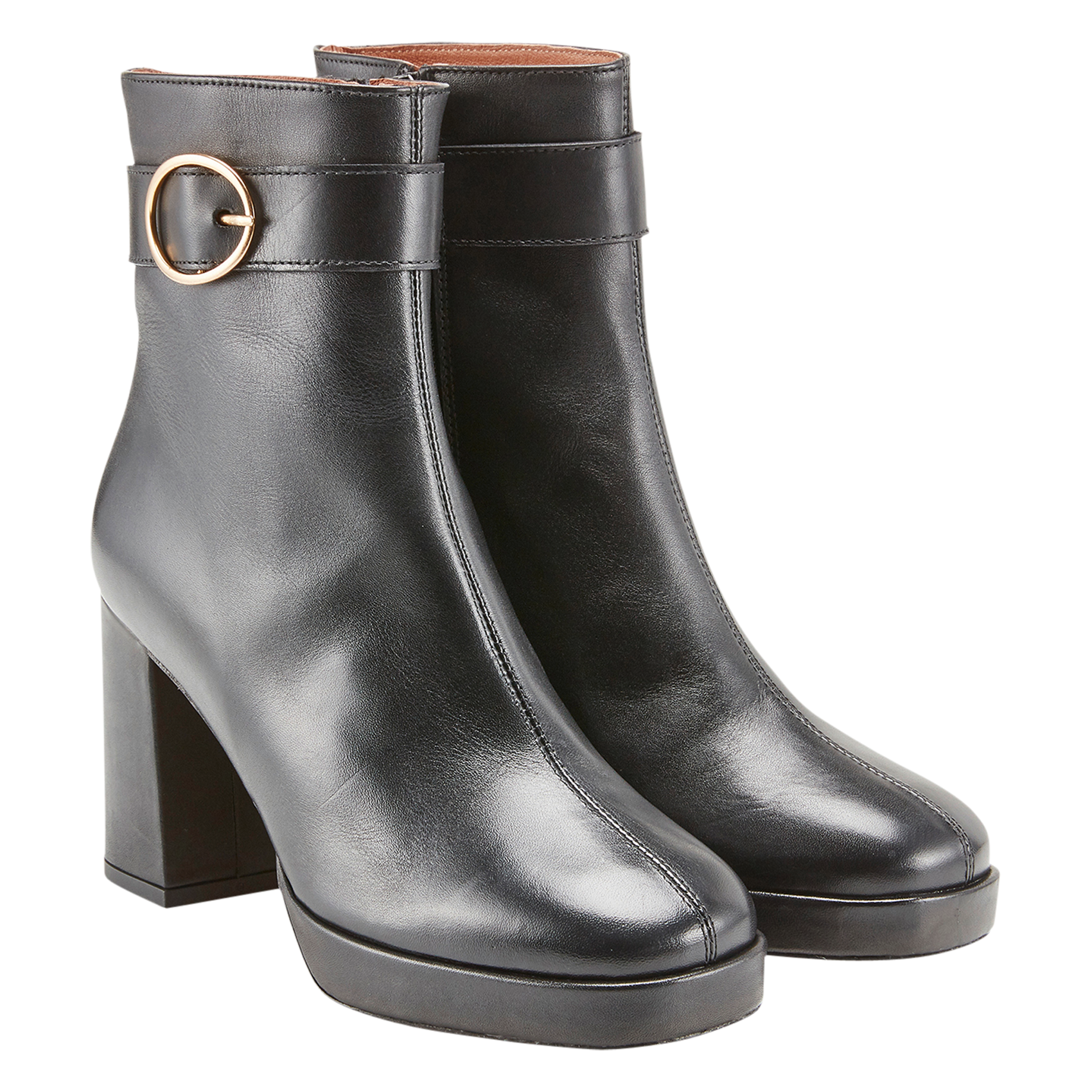 PIA - Bottines à talons en cuir | Noir
