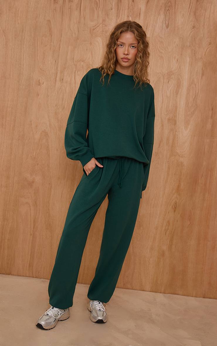 Pine Green Pantalon De Jogging Côtelé Avec Poignets Resserrés