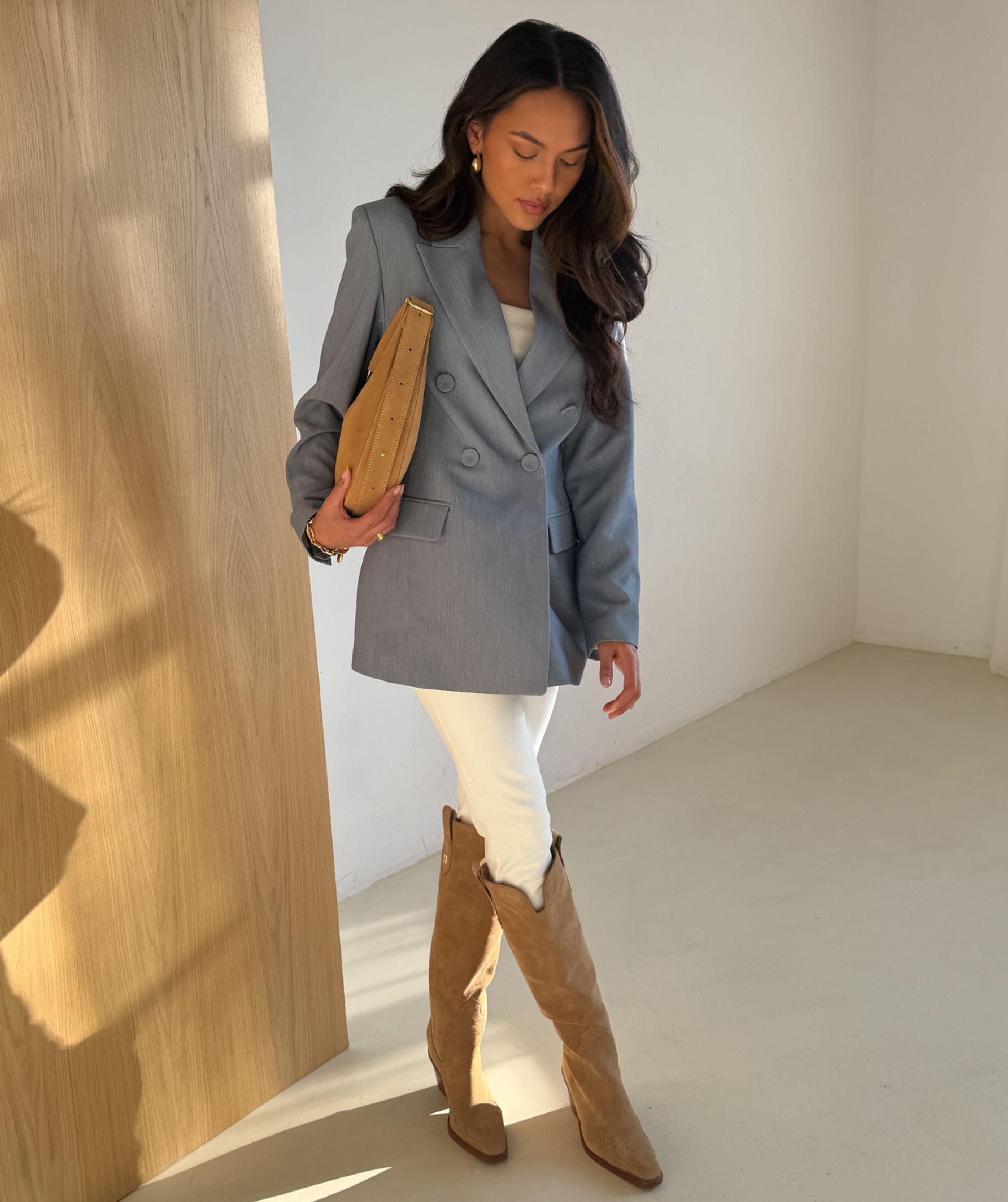 JV-KASSIDY fitted blazer - sky blue melange