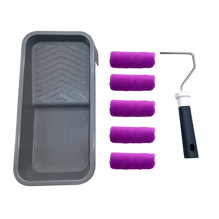 Lot mini rouleau monocouche + 4 manchons + bac à peinture GoodHome 100mm