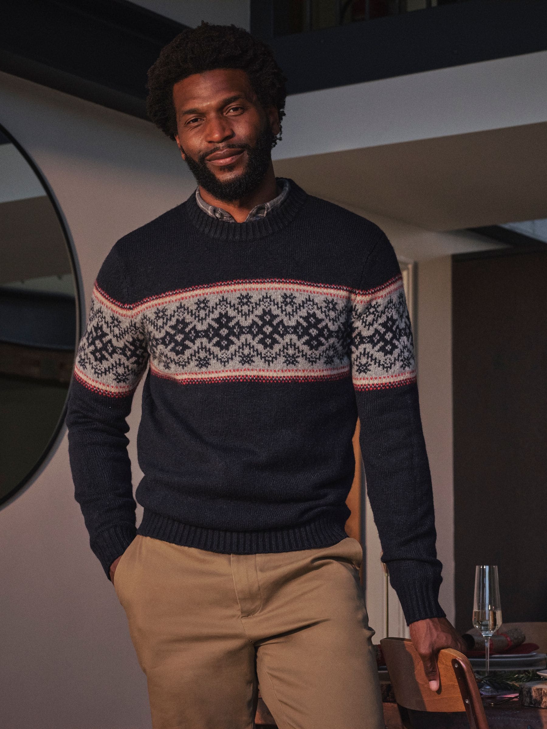 FatFace Snowflake Fairisle Knitted Crew Neck Jumper