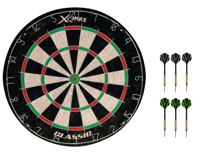 FTM Dartboard-Bristle-Set 7-teilig Klassische Dartscheibe mit Zubehör