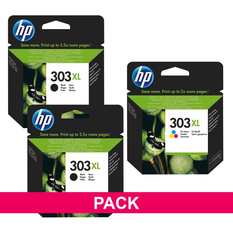 HP 303XL Pack 2 cartouches haute capacité noire + cartouche haute capacité couleurs pour imprimante jet d'encre