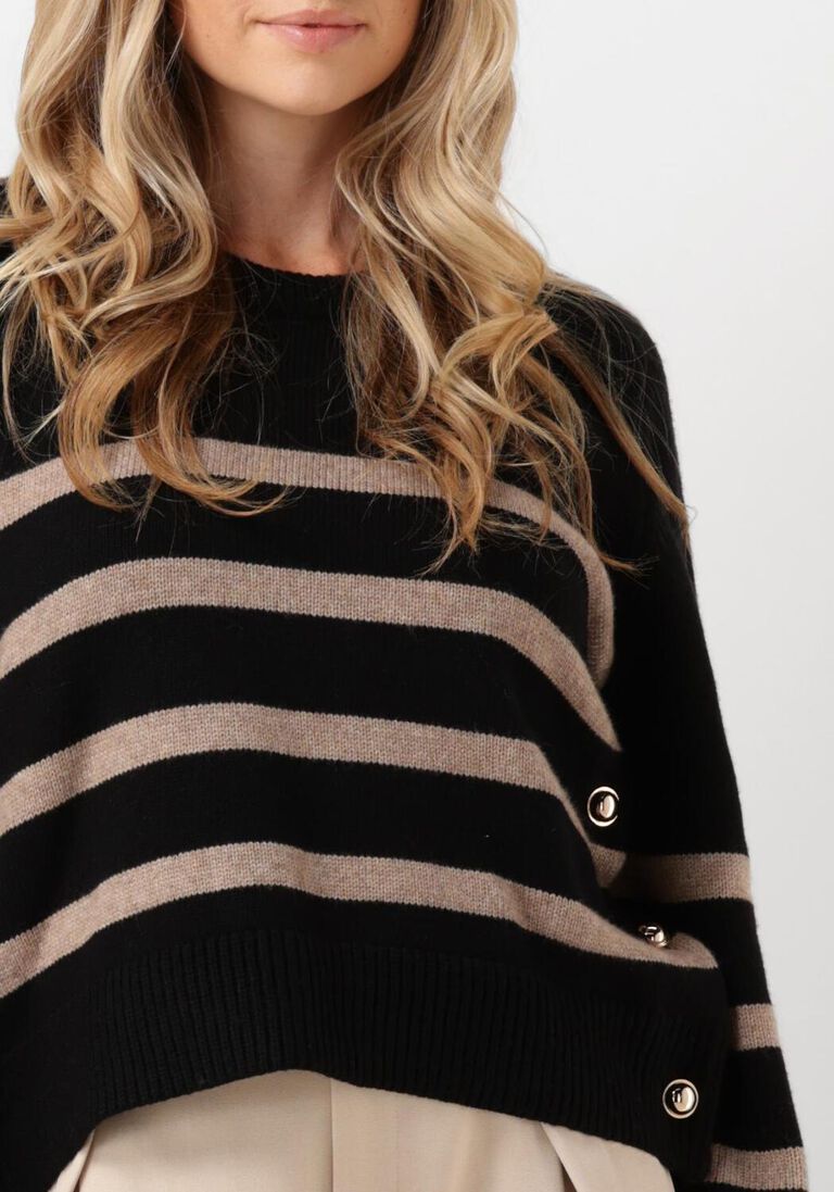 zwarte co'couture truien/vesten maja button stripe