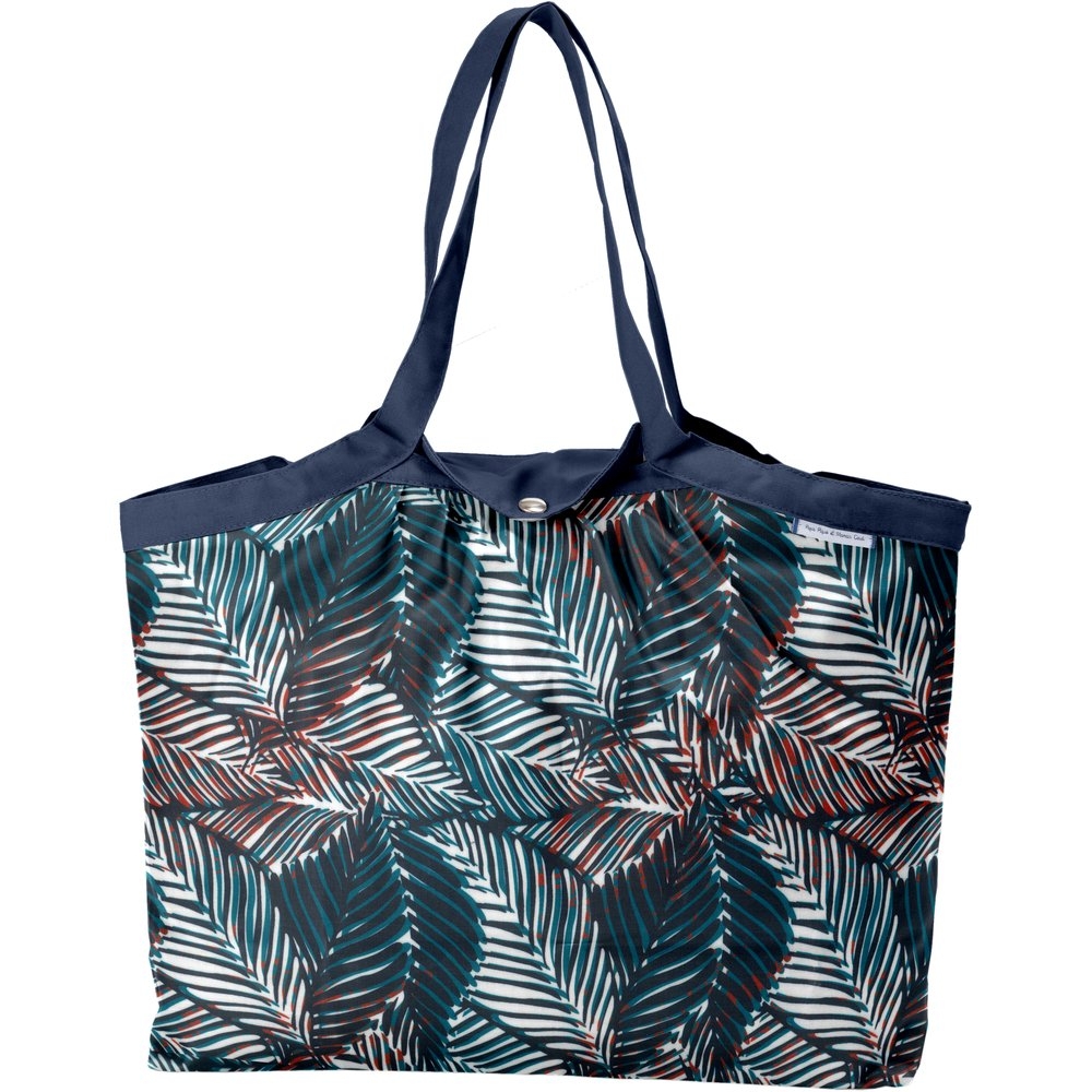 Sac Cabas Taille Moyenne Plissé Feuillage Marine