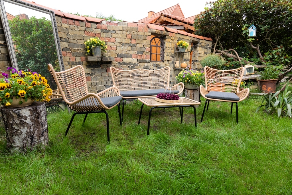 4-teiliges Lounge-Set - anthrazit-grau - mit Polster