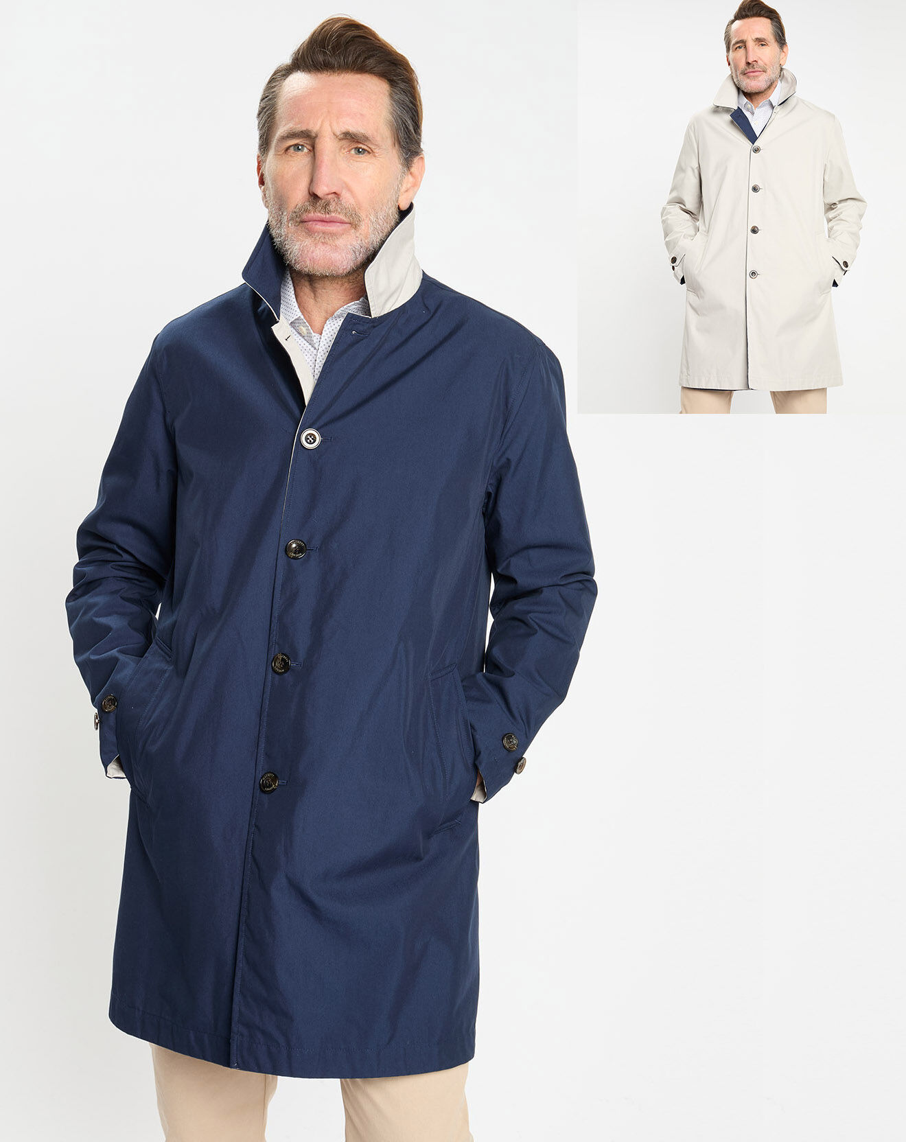 Hackett London Imperméable réversible beige/ bleu