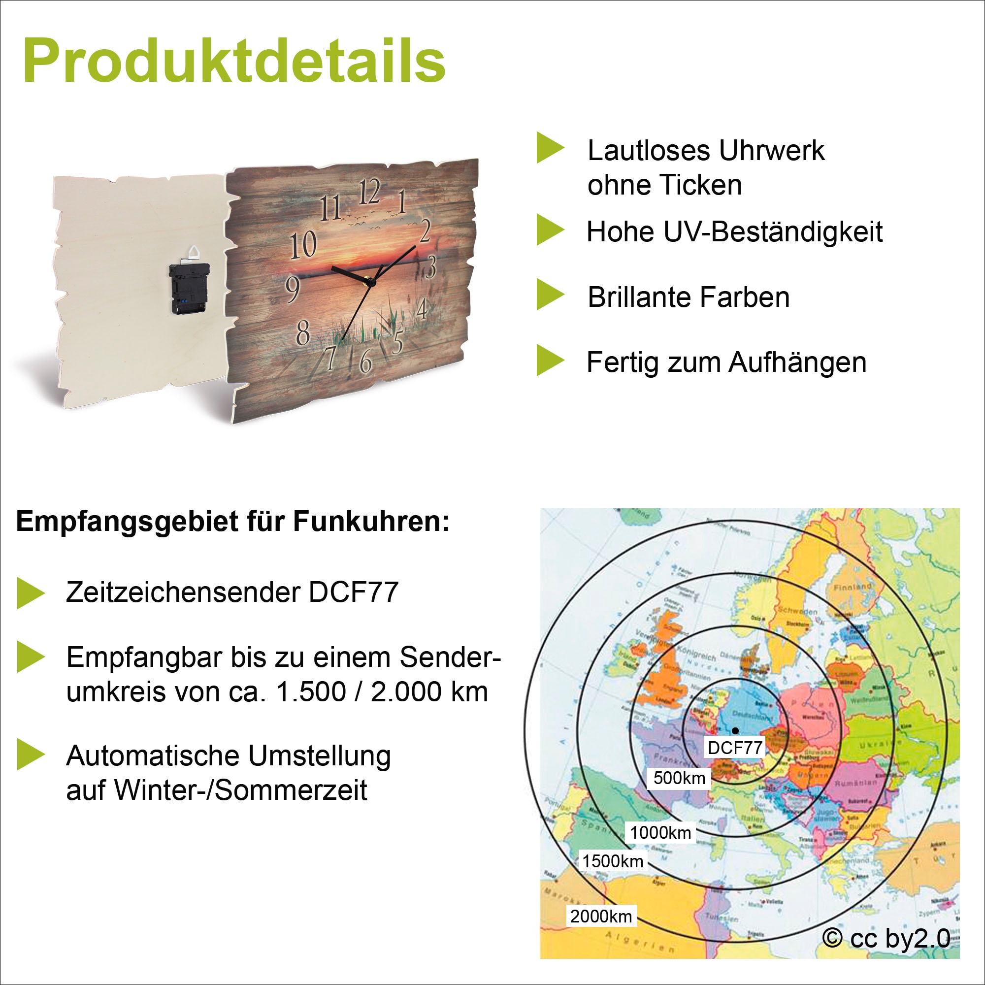 Artland Wanduhr »Auroraborialis - Nördliches Polarlicht« wahlweise mit  Quarz- oder Funkuhrwerk, lautlos ohne Tickgeräusche