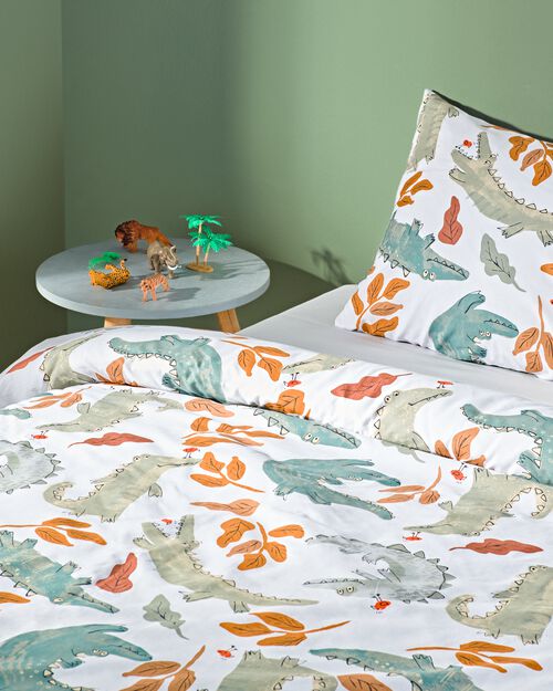 housse de couette coton doux enfant 140x200 crocodile