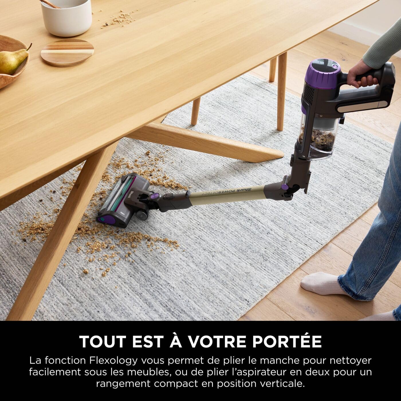 Shark Detect Clean & Empty Aspirateur balai sans fil , aspiration puissante, détection des saletés, base autovidante de 2 L, autonomie de 60 min, anti-emmêlement, brosse, suceur plat, blanc IW3612EU
