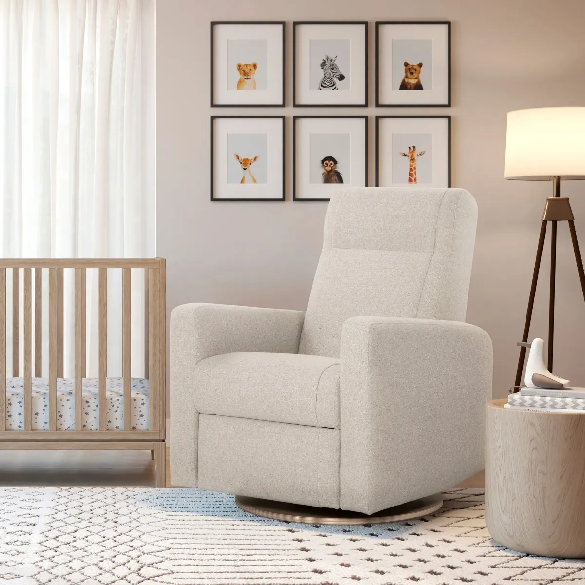 Jaymar BB Fauteuil Berçant et Pivotant Nelly - Alta™ Armor 091  Naturel (Exclusif Clément Tissu Alta™ anti-tache)