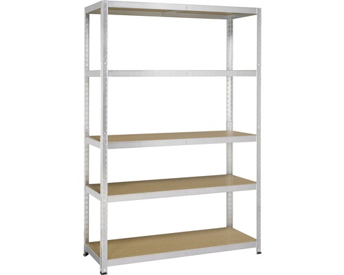 Robuuste stellingkast Strong 175, gegalvaniseerd, 176x120x45 cm, 5 houten legborden, draagvermogen 875 kg