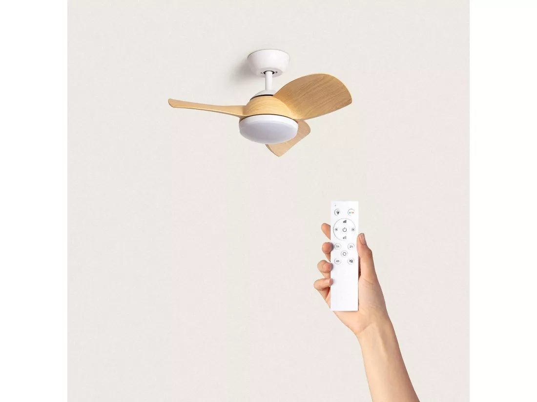 Ventilateur de Plafond Silencieux Poros 35W 76cm Motor DC Bois Télécommande Avec lumière Non Blanc