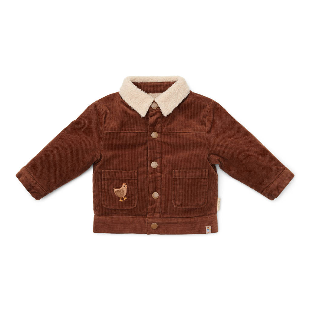 Little Dutch reversible tussenjas met teddy en corduroy bruin/ecru