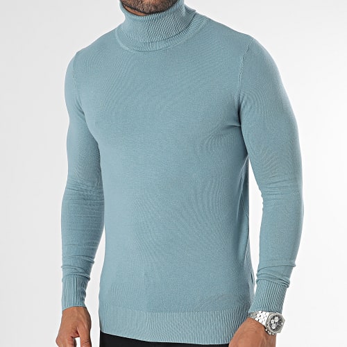 Pull Col Roulé Bleu Clair