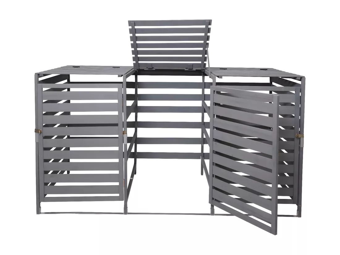 Cache-poubelle MCW-H62 pour 3/6 poubelles, gris clair