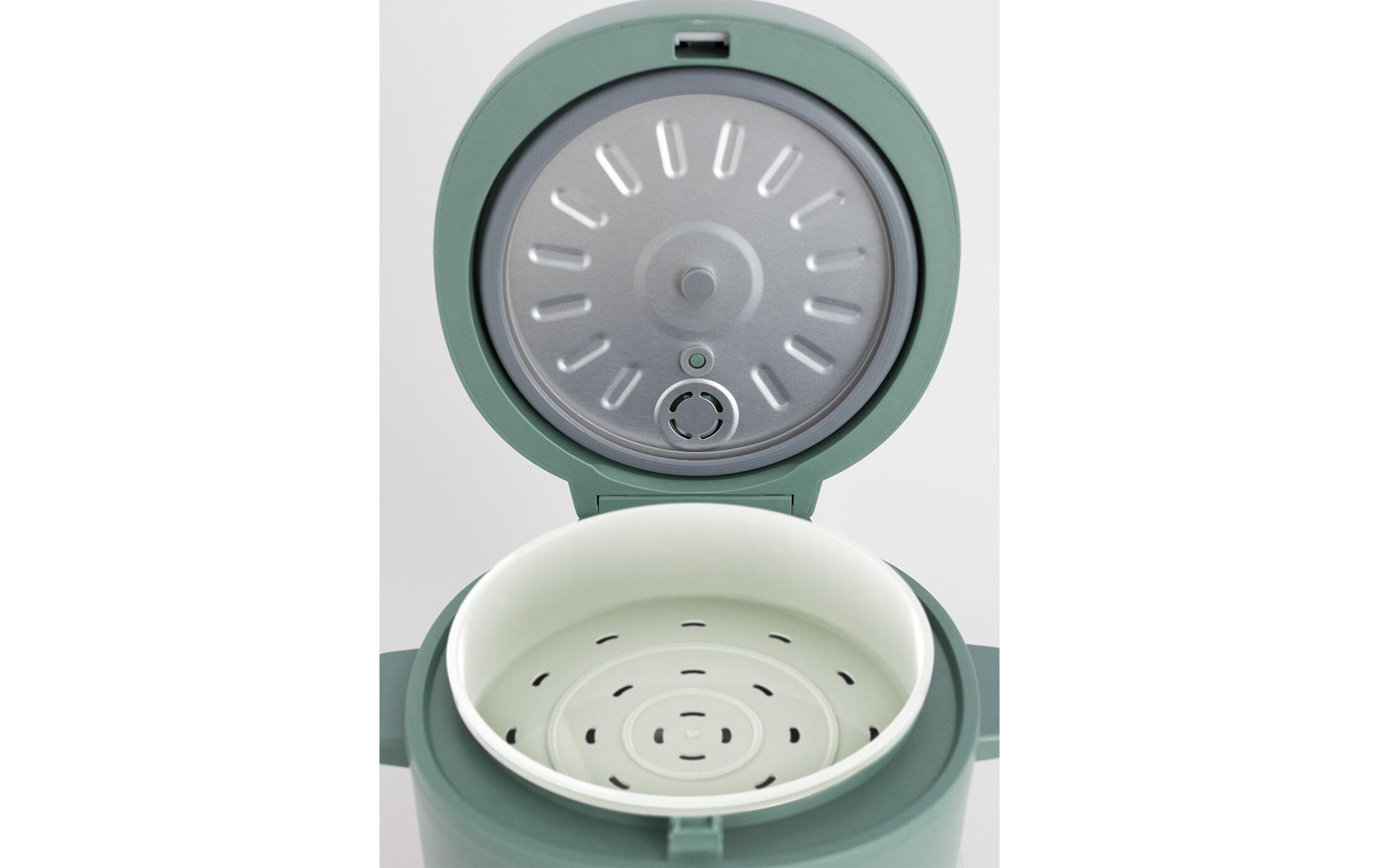 Rice Cooker Studio, Salbeigrün 2 lElektrischer Reiskocher mit Dampfkorb und Warmhaltefunktion