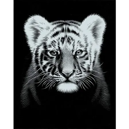 Mammut 130008 Kratzbild Mini Silber, Tigerbaby, 11 x 18 cm
