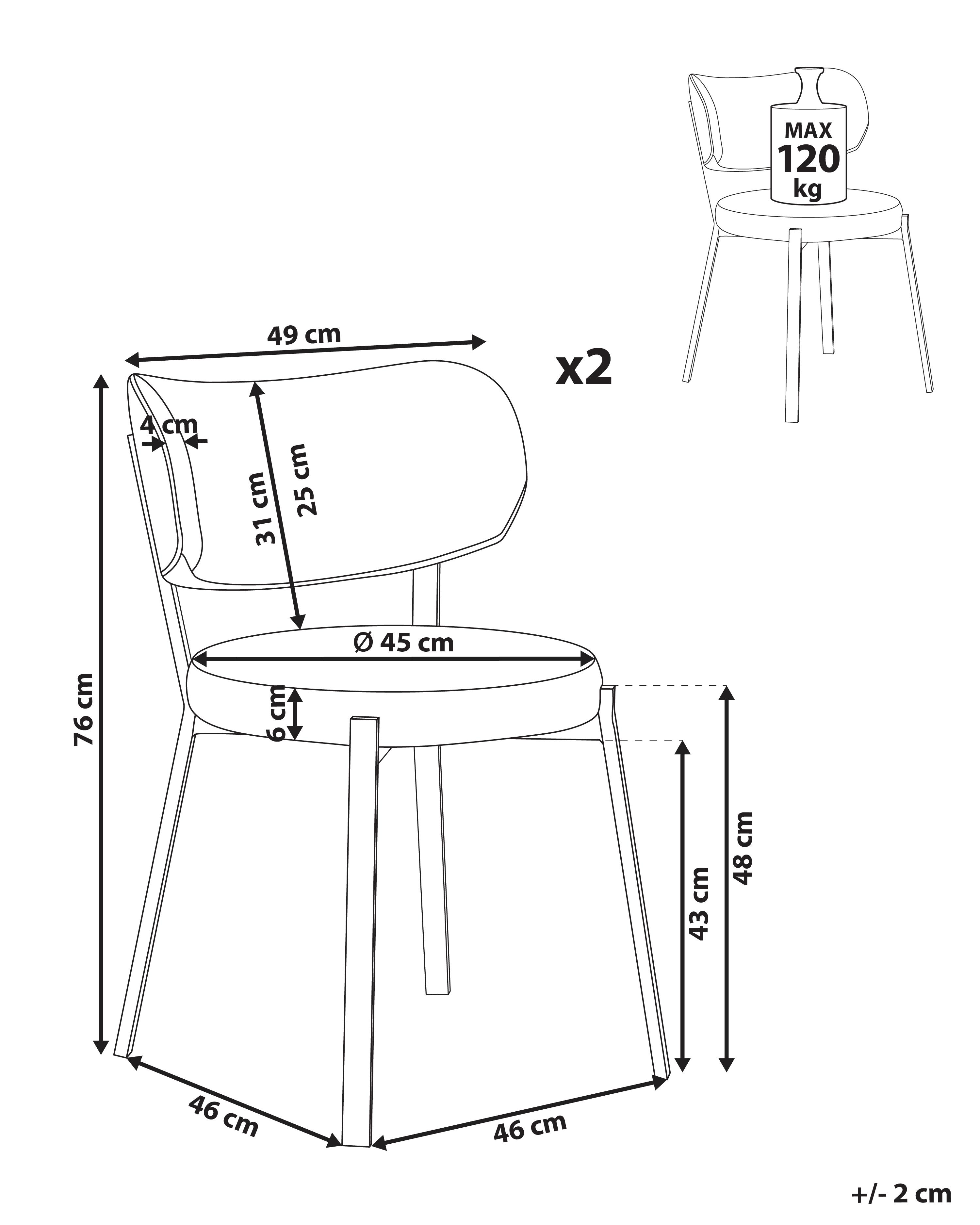 Set van 2 eetkamerstoelen BRONTE Stof Lichtbeige