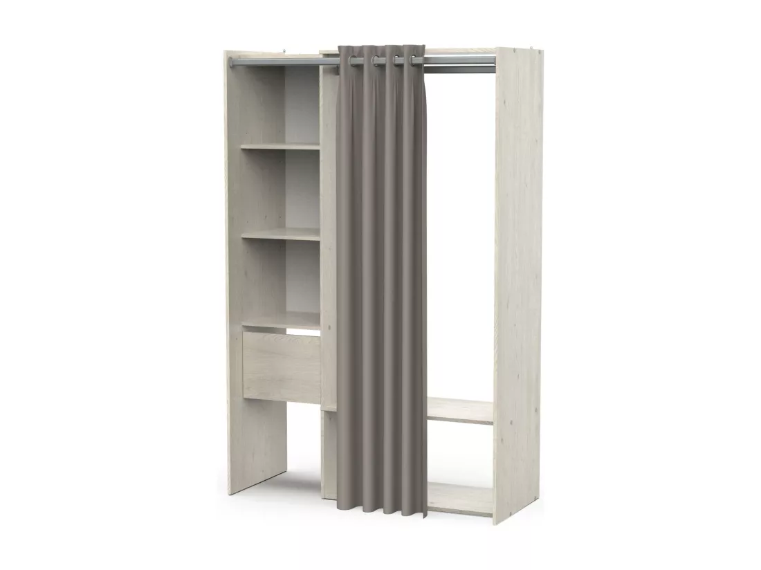 Grande Garde-robe Dpayn, Meubles de chambre, Penderie de plain-pied, Placard à vêtements, 119x50 h183 cm, Chêne clair