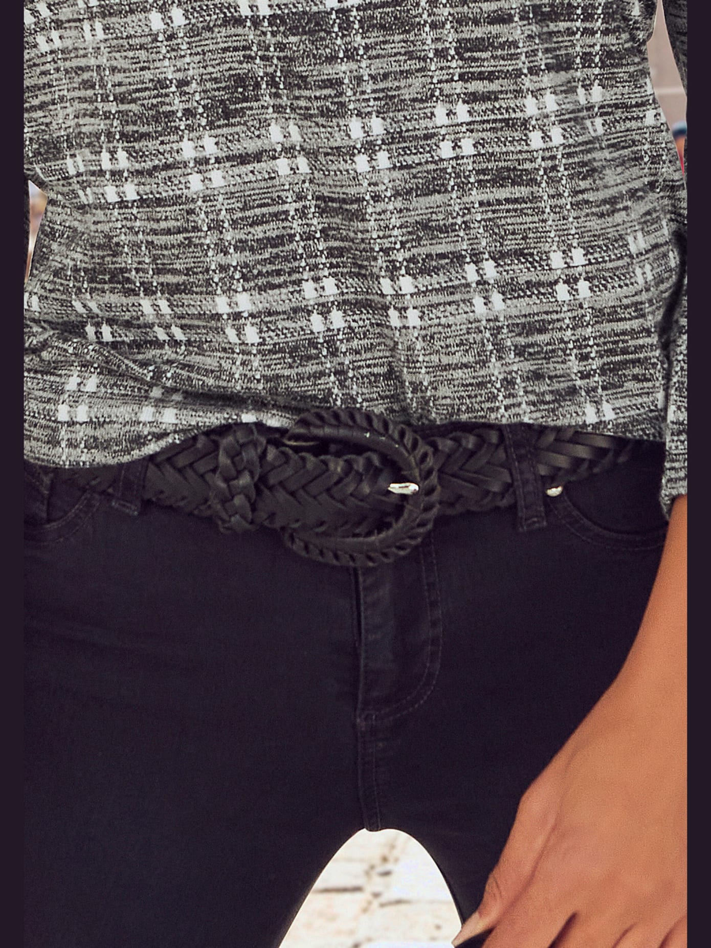 Ceinture en cuir ceinture tressée tendance avec boucle ton sur ton