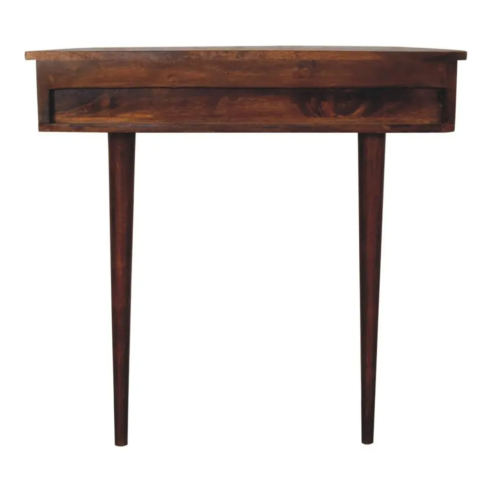 Wandgemonteerde kastanjehouten console zonder rugleuning, 1 lade, bruin