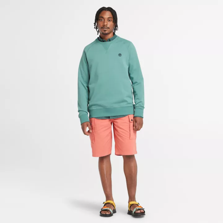 Sweat à col rond et envers bouclé Exeter pour homme en bleu sarcelle