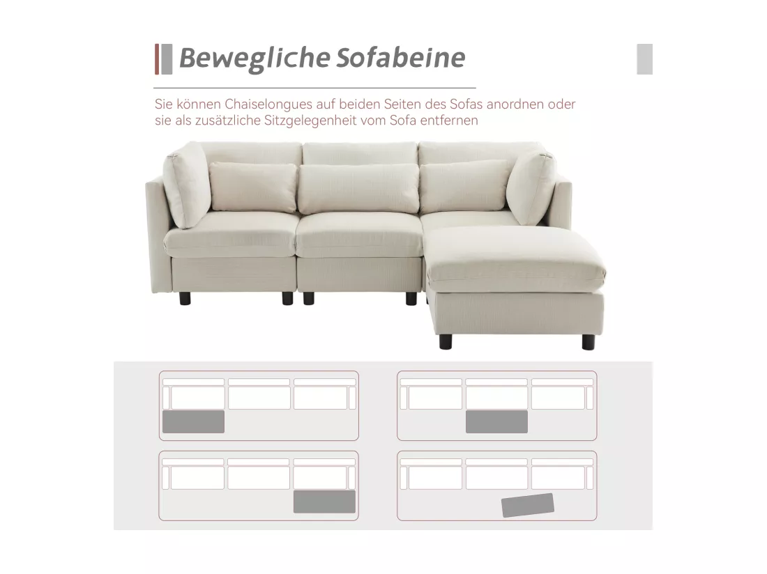 Canapé Moderne，mobilier Rembourré，canapé D'angle Avec Pouf，canapé L-forme