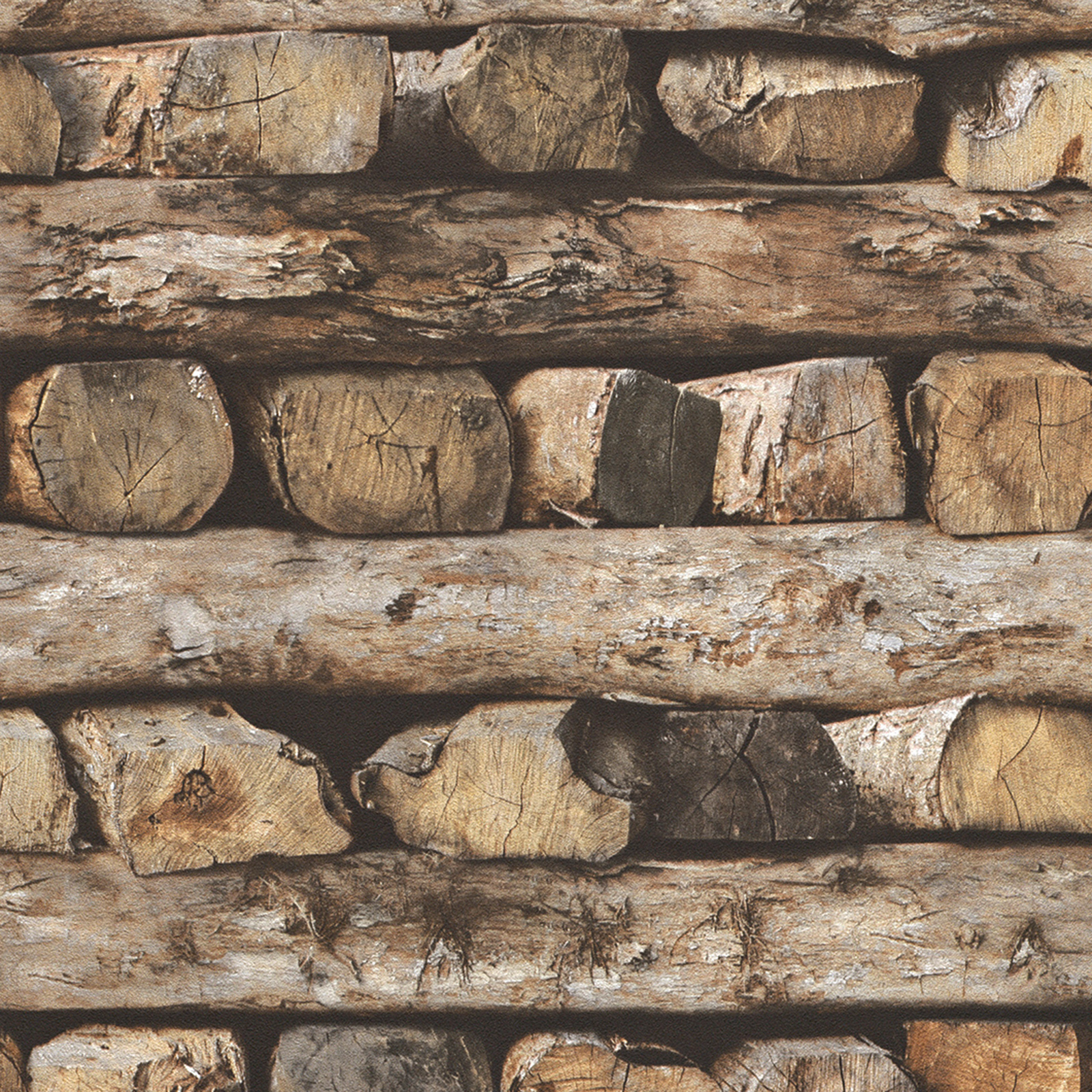 Tapete - braun - Holz - 10 Meter