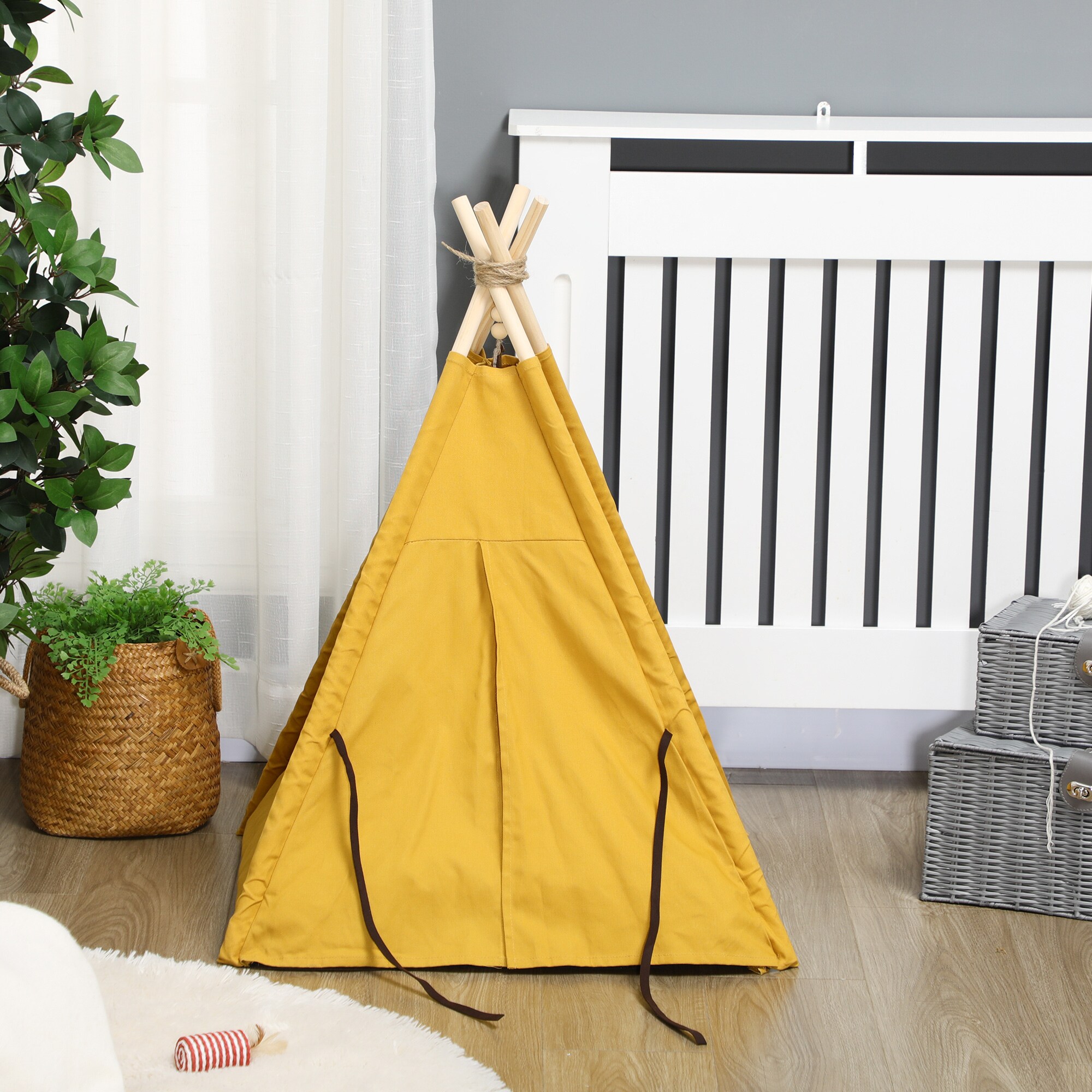 PawHut Katzenzelt mit Kissen gelb 60L x 60B x 76H cm