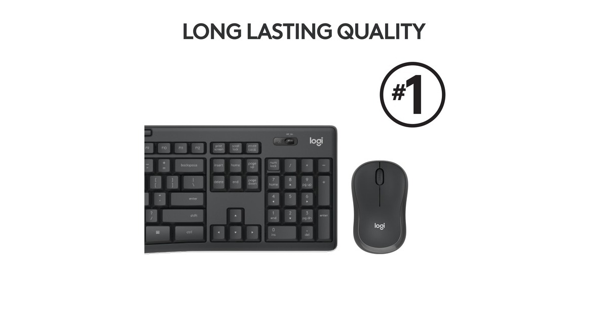 LogitechMK295 Silent Wireless Keyboard and Mouse Combo, desktopset  (Zwart, US-International)